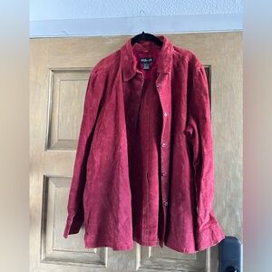Red leather shacket